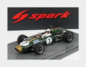 1:43 SPARK Brabham F1 Bt22 #7 British Gp 1966 C.Irwin Green Gold S7093 Model - Picture 1 of 2