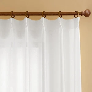 Sheer Curtains 96 Inch Length Pinch Pleated White Semi Voile Sheer Curtains f... - Bild 1 von 8