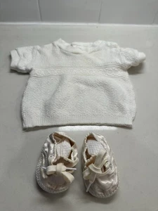 Vintage 1950s Doll Outfit Leodora Knit Sweater & Gertrude’s Satin Shoes 16-20 - Picture 1 of 11
