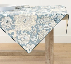 Pottery Barn Kravet Arboretum blau Blumen Baumwolle/Leinen Tischüberwurf 50" NEU - Bild 1 von 5