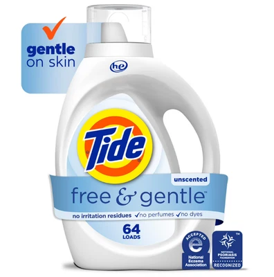 Detergente líquido suave y sin mareas para ropa, sin fragancia, 84 oz, 64 cargas Foto 1 de 4