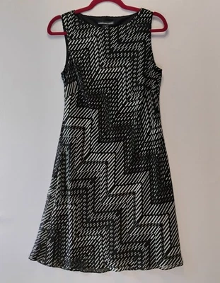 Vestido American Living Feminino Preto Branco Tamanho 8 Poliéster Chiffon Sem Mangas - Imagem 1 de 4