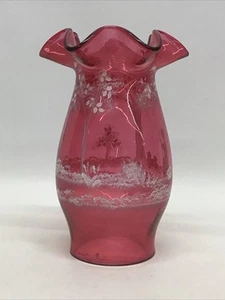 Fenton Cranberry Glass Hurricane Lamp Shade Mary Gregory Collection #946 / 1250 - Picture 1 of 9
