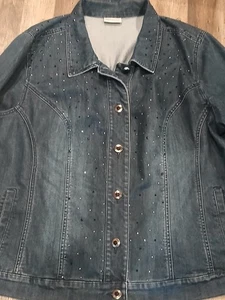 Catherines Jeansjacke Bling Blau Arm Pit 26 " Länge 27 " - Bild 1 von 7