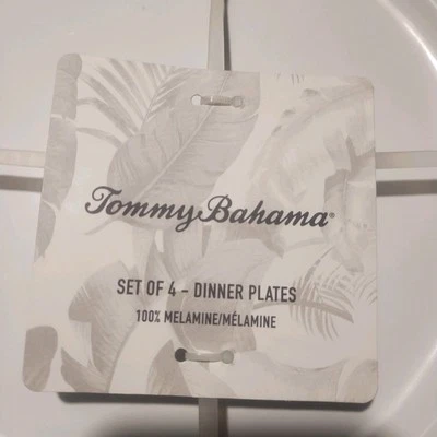 Tommy Bahama Blanco Juego de 4 Platos de Cena 100% Melamina Ligeros Duraderos Foto 1 de 4
