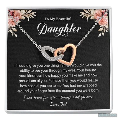 To My Daughter Necklace, Dad to Daughter Jewelry Gift, Birthday Present for Girl - Image 1 of 4