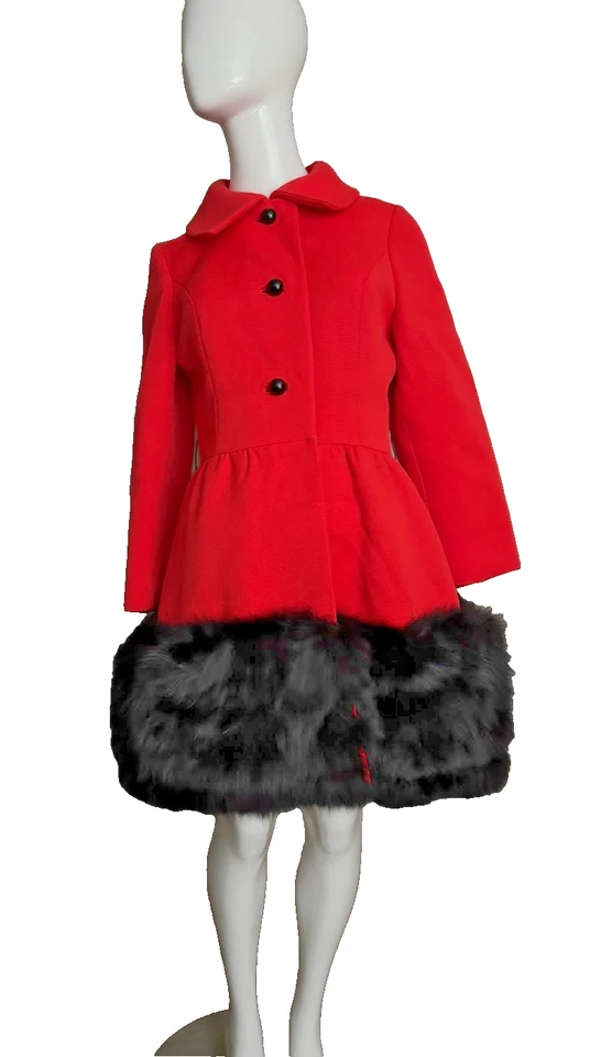 DE COLECCIÓN PRINCIPIOS DE LOS 60 CORAL ROJO LANA PRINCESA ABRIGO PIEL RIBETE DOBLADILLO XS/S AJUSTE ESTILO Foto 1 de 4