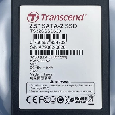 Transcend TS32GSSD630 32GB SSD 2.5” SATA-II MLC Flash Drive New - Image 1 of 4