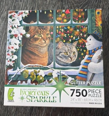 New Ivory Cats Sparkle Glitter  750 Piece Puzzle By Leslie Anne Ivory Ceaco - Image 1 of 4