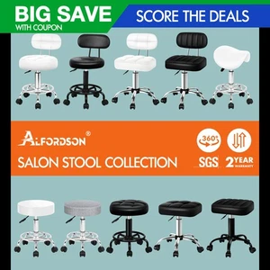 ALFORDSON Salon Stool Saddle Backrest Swivel Barber Hair Dress Leather Chair - Picture 1 of 267