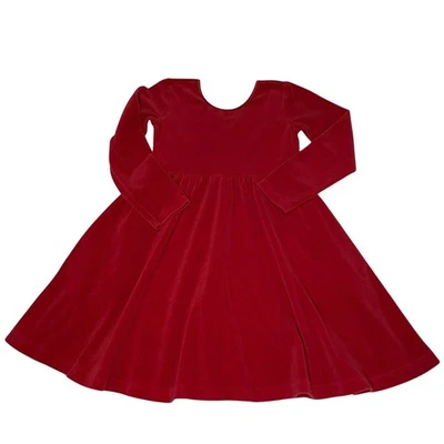 Vestido de Terciopelo Hanna Andersson Niñas 5 | Rojo Navidad Vacaciones Clásico Foto 1 de 4