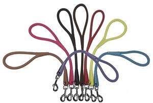 Soft Rolled Genuine Leather Traffic Lead Leash  - 8 Colors