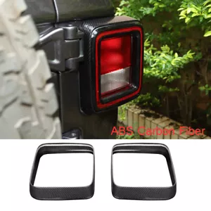 Carbon Fiber ABS Rear Tail Light Lamp Guard Trim For Jeep Wrangler JL 2018-2020 - Foto 1 di 9
