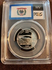 2005-S Silver Washington Quarter - West Virginia - PCGS PR69DCAM - Flag - Bild 1 von 5