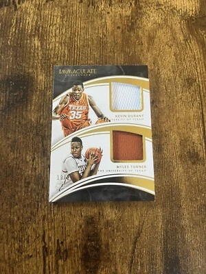 Kevin Durant + Myles Turner Panini 2016 Player Worn Jersey Relic Serial #19/25 - Image 1 of 2