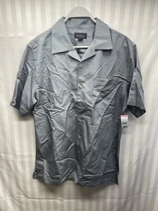 Camp Shirt Button Up David Taylor Mens Medium Textured Gray Rayon NEW - Picture 1 of 4