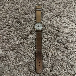 Vintage Monarch De Luxe Watch Men Gold Tone Round Leather Band Complete - Picture 1 of 5