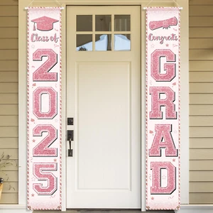 Pink Graduation Party Decorations Class of 2025 Porch Sign Graduation Congrats G - Picture 1 of 12
