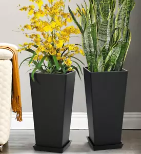 Set of 2 Large Tall Planter and Indoor or Outdoor 24" Tall Flower Pots - Picture 1 of 2