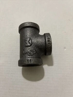 1/2" BLACK MALLEABLE IRON PIPE THREADED TEE FITTINGS PLUMBING   P - Image 1 of 4