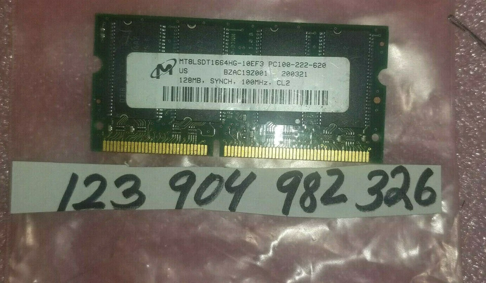 128MB 2RX16 SDR PC SDRAM SD 2.5V PC100 CL2 100 144PIN NON-ECC DUAL RANK  8X16  - Image 1 of 1