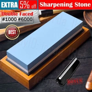Dual Whetstone Waterstone Knife Sharpening Water Wet Stone Sharpener 1000&6000 - Picture 1 of 12