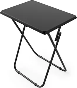 Foldable X-Shaped Steel TV Tray Dinner Eating Computer Bed Sofa End Table, Black - Picture 1 of 12
