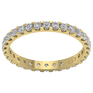 Eternity Wedding Ring I1 G 1.30 Ct Real Diamond 14K Yellow Gold Prong Set 2.70MM - Picture 1 of 10
