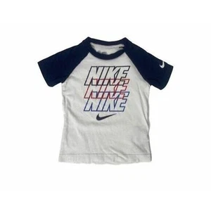Boy's Size 4 Shirt Nike Blue and White Big Logo Short Sleeve Crewneck - Picture 1 of 3