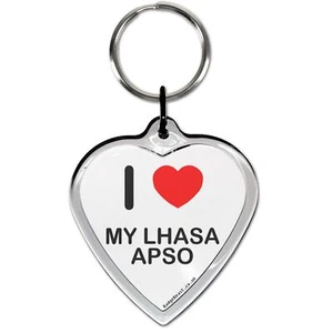 My Lhasa Apso I Love Heart Shaped Key Ring (52mm x 36mm) - Picture 1 of 2