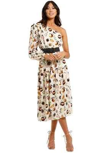 REBECCA VALLANCE Frutta One Shoulder Midi Dress designer cocktail Size 8 AU - Picture 1 of 7