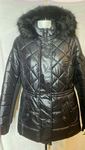 Giacca calda Michael Kors donna puffer nera grande nuova con etichetta nuova