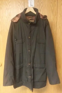 Mens 2XT Vintage Sears & Roebuck Black Zip-up Flannel Lined Coat Zip-Hood Clean - Picture 1 of 14