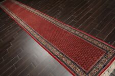 2'7" x 19' Hand Knotted 100% Wool Boteh Paisley Seraband Area Rug Red Runner 