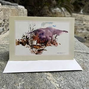 Weihnachten Original Grußkarte - Claude Croney Aquarell ohne Titel Landschaft - Bild 1 von 10
