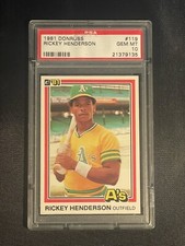 1981 Donruss (#119) Rickey Henderson PSA 10