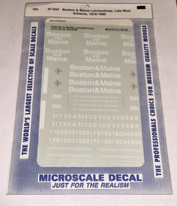 MICROSCALE HO DECAL-BOSTON & MAINE/B&M-LATE BLUE DIESELS (1978-1985)  -  #87-934 - Picture 1 of 1
