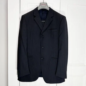 Vintage Versace Classic Pinstripe Suit, Dark Navy, Italian Size 52R - Picture 1 of 18