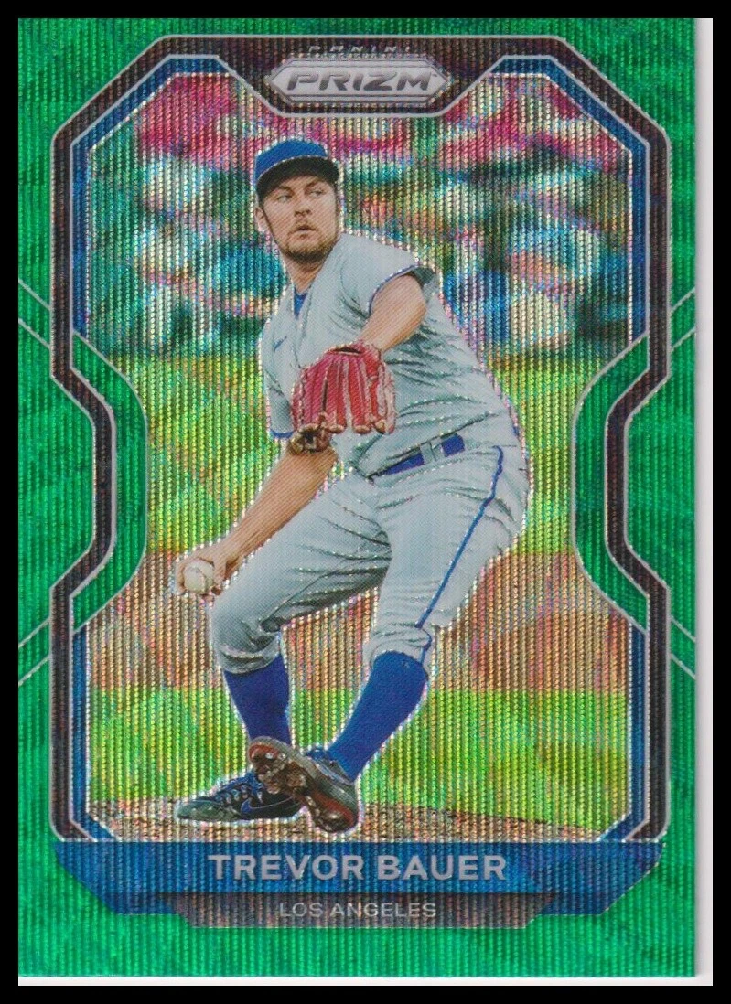 2021 Panini Prizm #46 Trevor Bauer Green Wave Prizm Los Angeles Dodgers