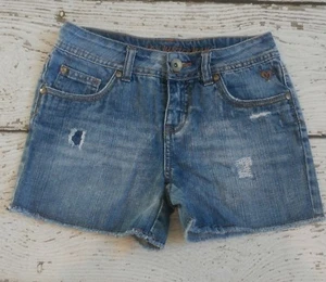JUSTICE 10 Girls Denim Jean Simply Low Shorts Frayed Edge Cut Off EUC 10 DC-TT20 - Picture 1 of 3