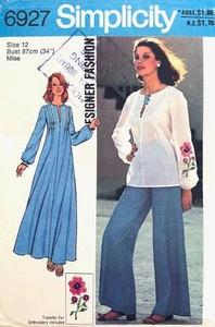 Vintage Simplicity Sewing Pattern 6927 Misses Retro Dress, Top & Pants Size 12 - Picture 1 of 2