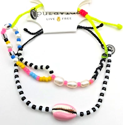 Pura Vida Bracelet New Bright Beads Pearl Pink Shell Friendship Beach Jewelry - Image 1 of 2