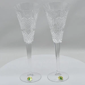 Waterford Hochzeit Erbstück Toasten Flöte Paar mit Original Aufklebern - Bild 1 von 12