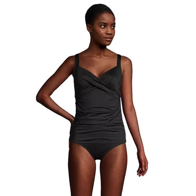 Lands' End Tummy Control Womens Tankini Top Black Underwired UPF 50 18W DDD NWT - Image 1 of 4