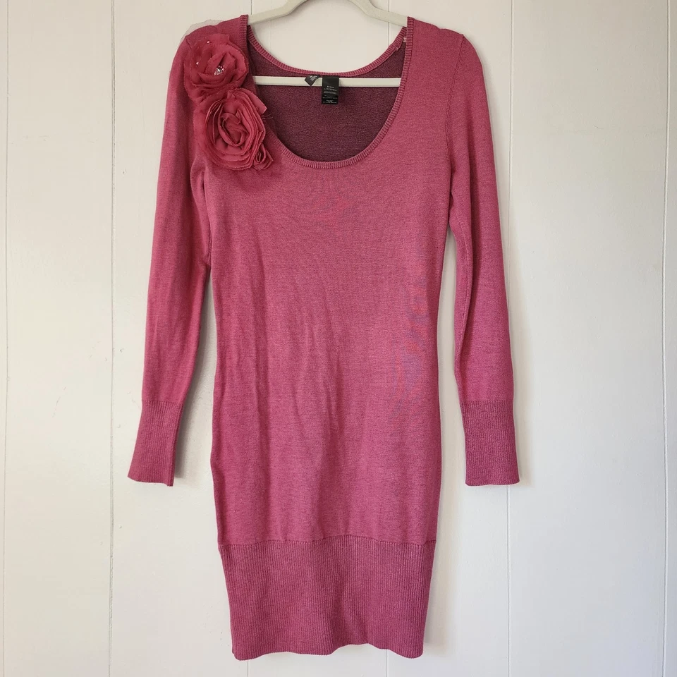 Vestido Suéter Y2k Bisou Bisou Rojo Vino Acanalado Lápiz Mini Pequeño Foto 1 de 4