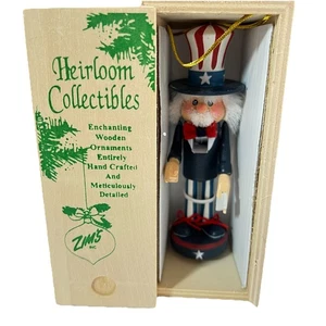 ZIM’S Heirloom Collectibles Uncle Sam Wood Nutcracker Ornament Original Wood Box - Picture 1 of 7