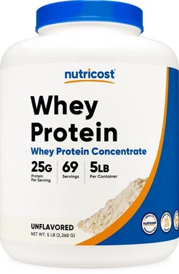 Nutricost Whey Protein Concentrate (Non Aromatizzato) 5LBS - Proteine in Polvere non OGM - Immagine 1 di 4