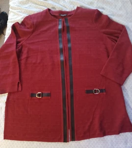 MISOOK Jacket Cardigan Duster Jacket Open Front Women’s Size 1X red textured - Picture 1 of 8