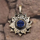 Vintage Design Flower Blue Sapphire 925 Sterling Silver Women Pendant Jewelry