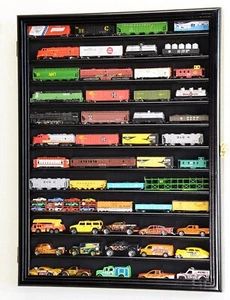 Estuche de exhibición de tren escala N negro 12 estantes gabinete ferrocarril vagón locomotora estante - Imagen 1 de 9